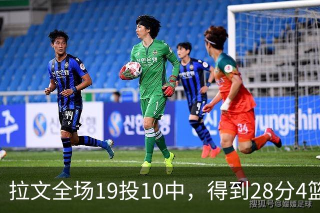 拉文全场19投10中，得到28分4篮板4助攻